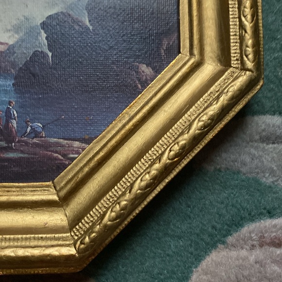 Vintage Framed Under Glass Italian Boat Scene Print - Picture 7 of 12